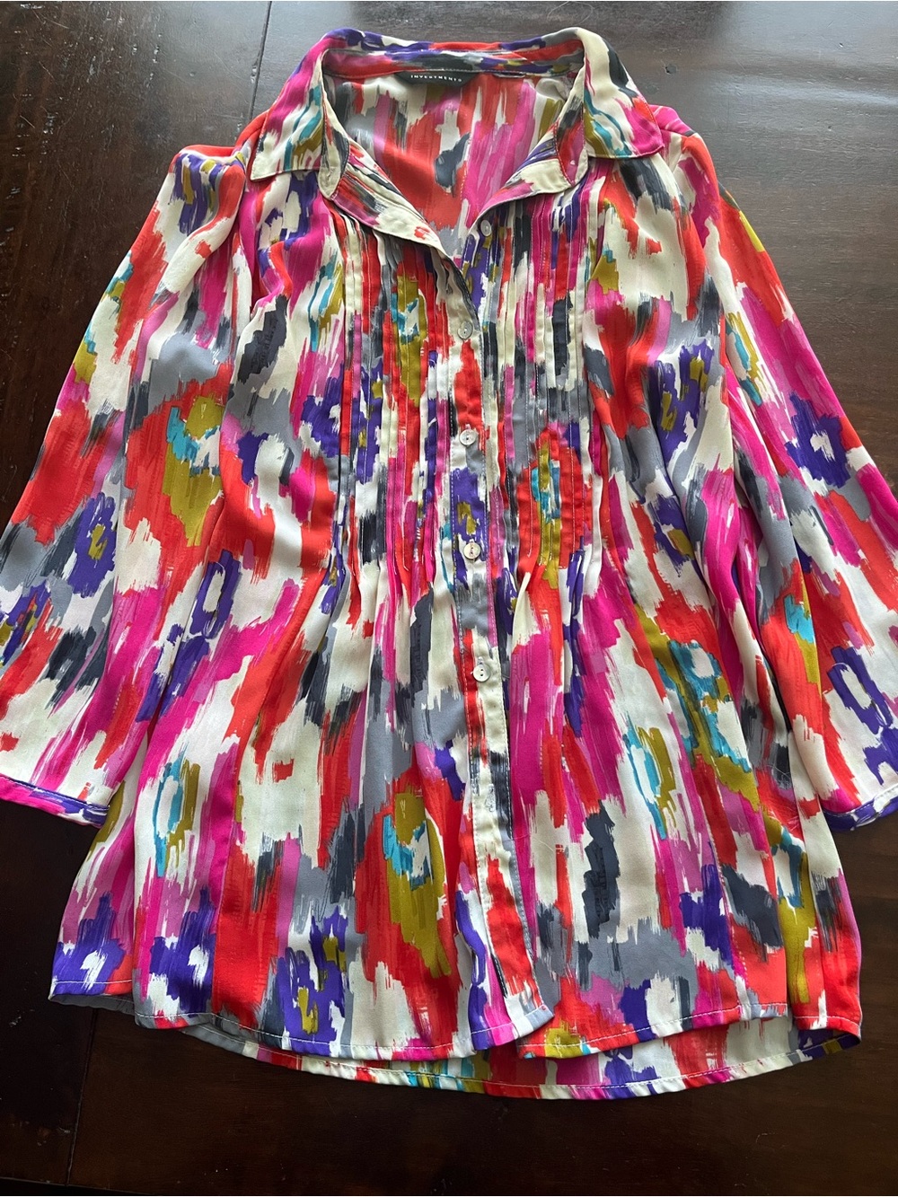 Investments Color-Block Brushstroke Blouse in Red, Pink, Purple